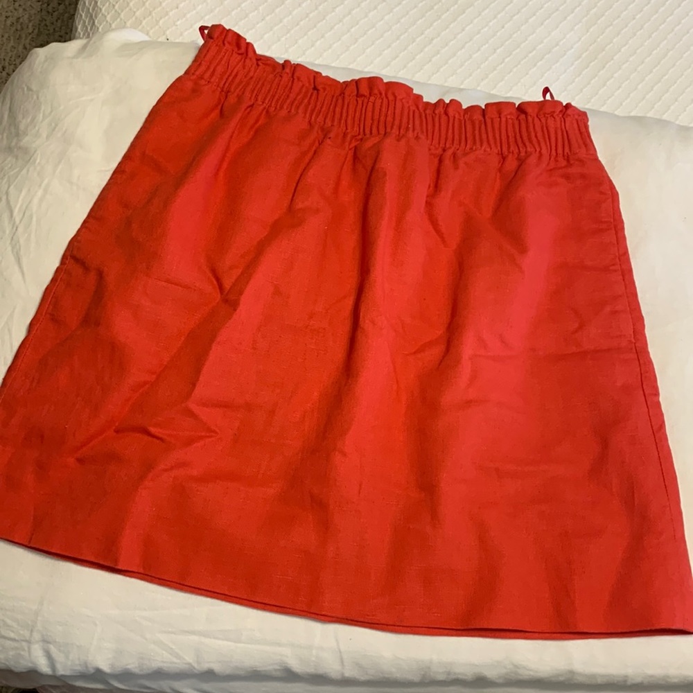 J Crew red linen elastic waste skirt